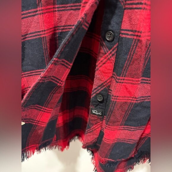 Rails Red and Black Plaid Shirt with studs and rose patch work - Picture 4 of 11